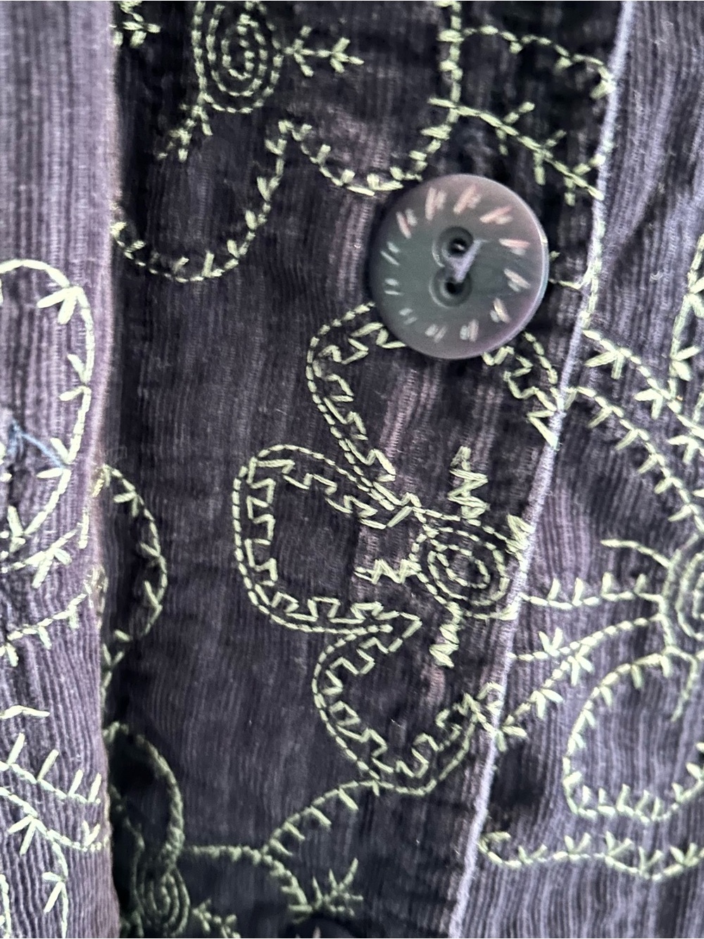 Flax Embroidered Lightweight Corduroy Blazer Purple Size L - Picture 9 of 13